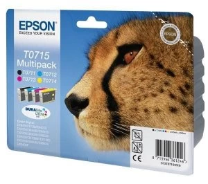 Image of Epson Cheetah T0715 Black And Tri Colour Ink Cartridge
