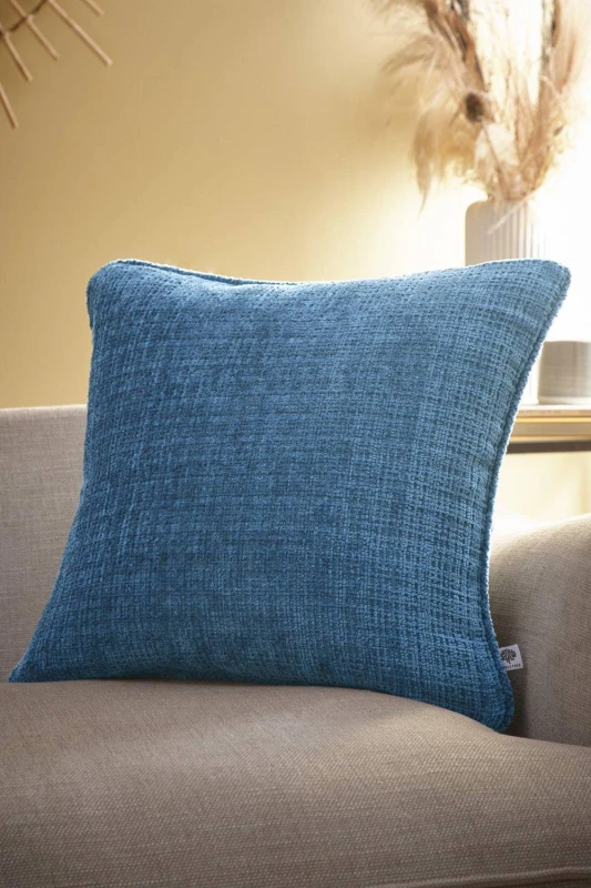 Image of Appletree 'Alba' Textured Chenille Filled Cushion Teal