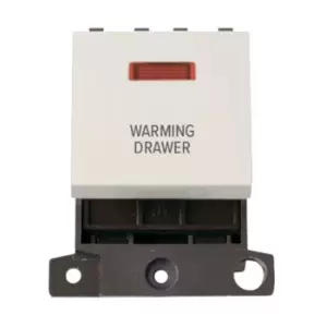Image of Click Scolmore MiniGrid 20A Double-Pole Switch & Neon Warming Drawer Switch White - MD023PW-WDR