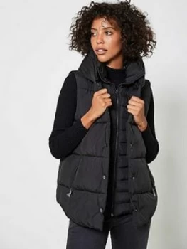 Image of Mint Velvet Padded Double Layer Gilet - Black