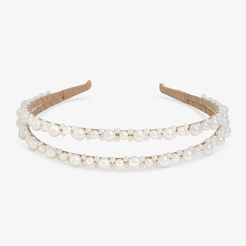 Image of Jon Richard Pearl Double Row Headband Headbands One Size Cream 73780769000