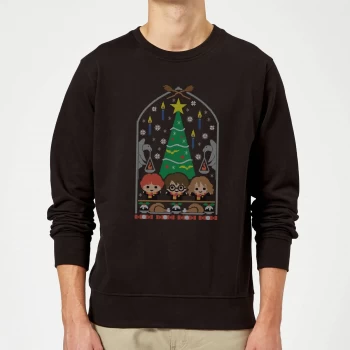 Image of Harry Potter Hogwarts Tree Christmas Sweatshirt - Black - XL