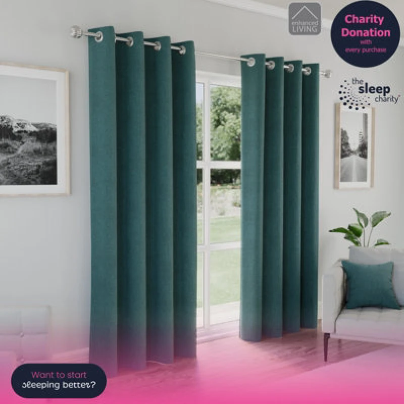 Image of Enhanced Living Austin 100% Blackout, Thermal Teal Curtains With Eyelet Header (Pair) - 46X90" (117X229Cm)