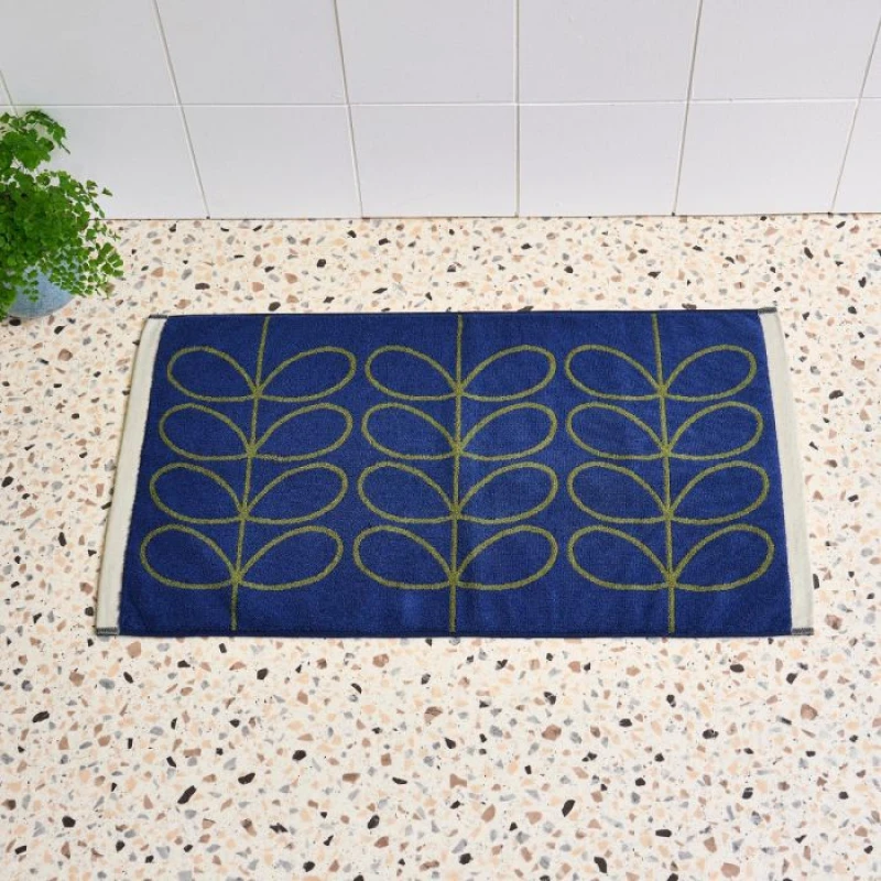 Image of Orla Kiely Linear Stem Bath Mat Navy Olive