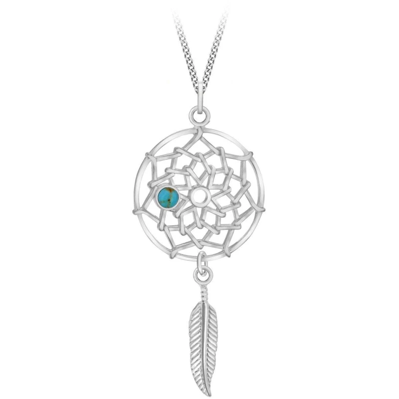 Image of Be You Sterling Silver Dreamcatcher Necklace Silver female 18inch