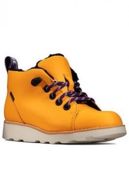 Image of Clarks Boys Crown Tor Lace Up Boot, Yellow, Size 4 Younger