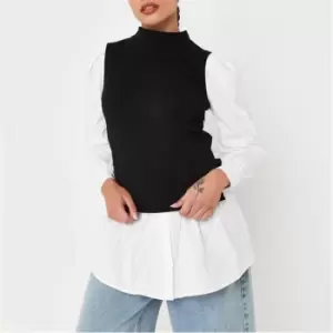 Image of Missguided Petite Balloon Sleeve Shirt Dress - Multi