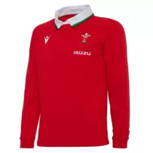 Image of Macron Wales Classic Long Sleeve Home Shirt 2020 2021 Junior - Red