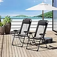 Image of OutSunny Folding Chair Set Black 700 x 1,090 mm