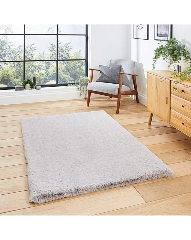 Image of Super Teddy Rectangle Rug Silver
