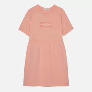 Image of Calvin Klein Girls Hero Logo Shirt Dress - Fresh Cantaloupe - 10 Years