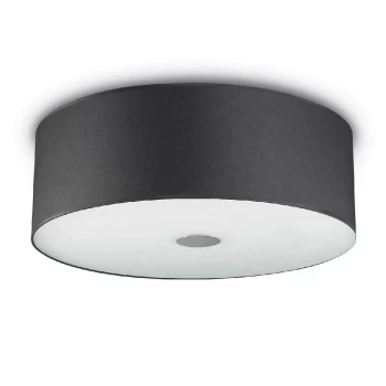 Image of Woody 5 Light Large Ceiling Flush Light Black, E27