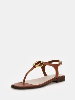 Image of Guess Miry Genuine Leather Toe-Post Sandal