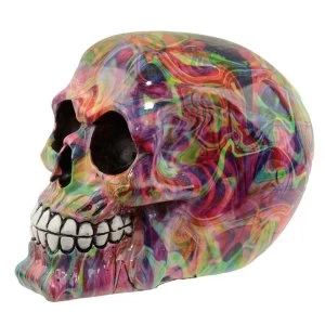 Image of Rainbow Marble Effect Skull Ornament