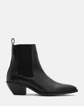 Image of AllSaints Fox Pointed Toe Leather Chelsea Boots