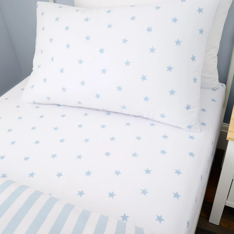 Image of Bianca Mini Star & Stripes Cotton Fitted Sheet Blue unisex Junior