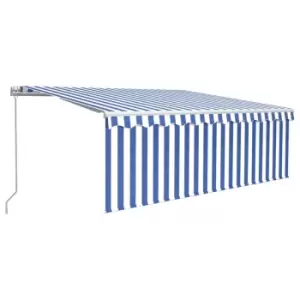 Image of Vidaxl Manual Retractable Awning With Blind 4X3M Blue & White