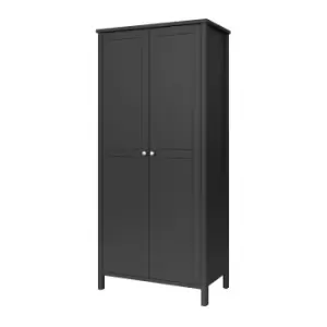 Image of Valenca Classic Satin Black 2 Door Double Wardrobe (H)1950mm (W)890mm (D)496mm