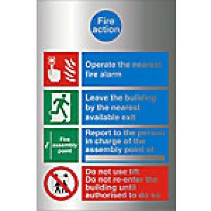 Image of Fire Sign Fire Action Aluminium 30 x 21 cm