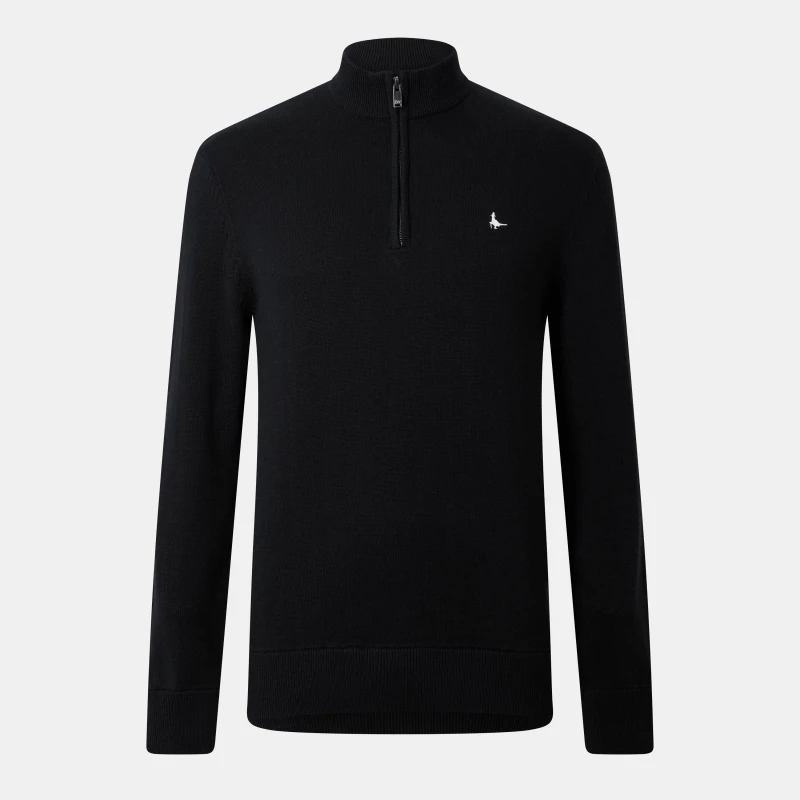 Image of Jack Wills Jack Funnel Neck Half Zip Jumper Men Black 09 male XS