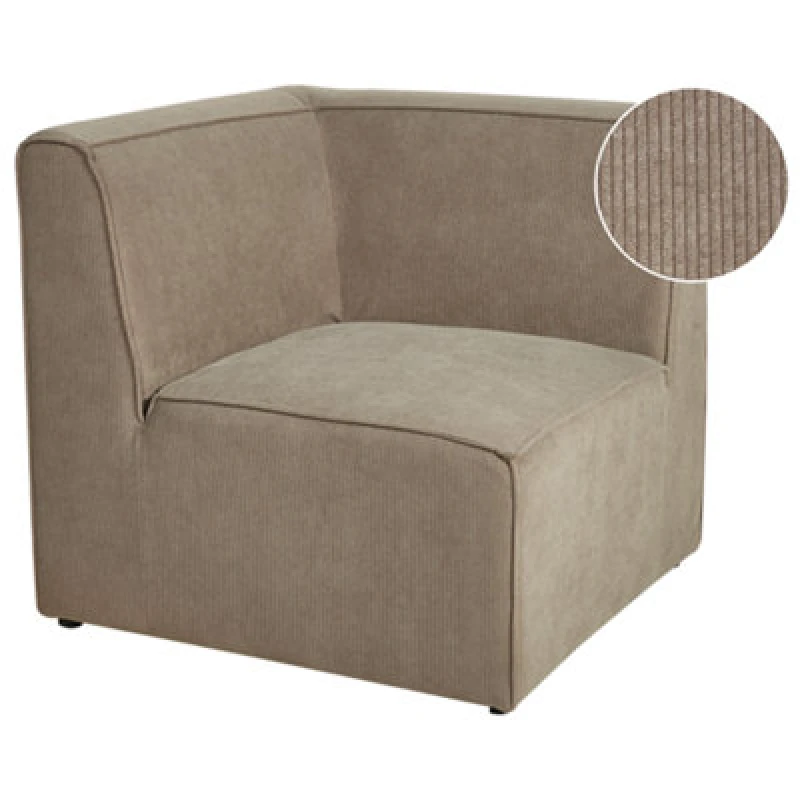 Image of Beliani Corner Seat Lemvig Corduroy Taupe