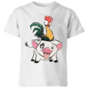 Image of Moana Hei Hei and Pua Kids T-Shirt - White - 7-8 Years - White