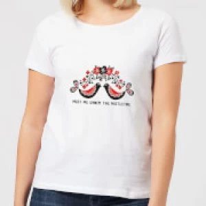 Image of Meet Me Underneath The Mistletoe Womens T-Shirt - White - 3XL