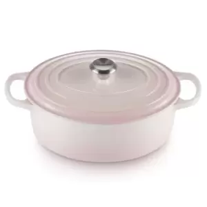 Image of Le Creuset 29cm Cast Iron Oval Casserole Shell Pink