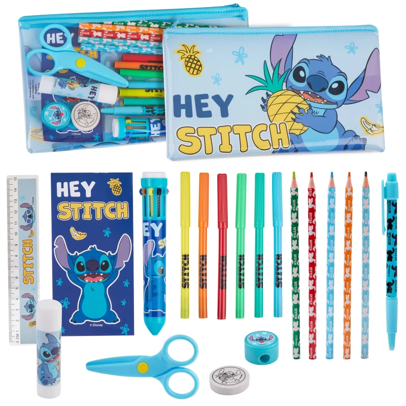 Image of Disney Stitch Pencil Case Stationary Set Multi