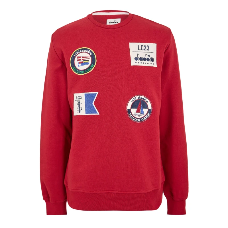 Image of Diadora Mens Sailing Patch Crew Sweatshirt Red male Small