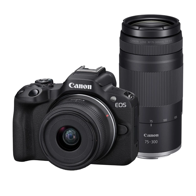 Image of Canon EOS R50 APS-C Mirrorless Camera inc RF-S 18-45mm + RF 75-300mm L
