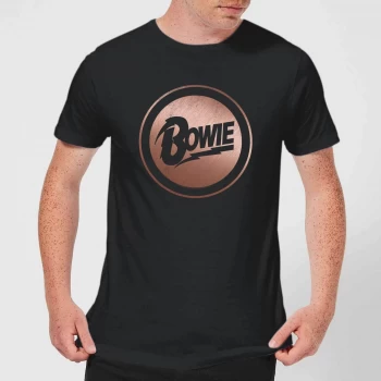 Image of David Bowie Rose Gold Badge Mens T-Shirt - Black - 5XL