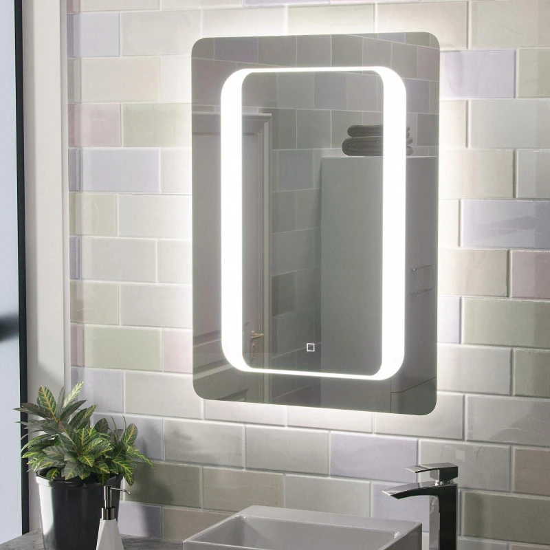 Image of Nes Home Mia Illuminated LED Bathroom Mirror with Anti Fog & Touch Switch in Silver Silver Unisex