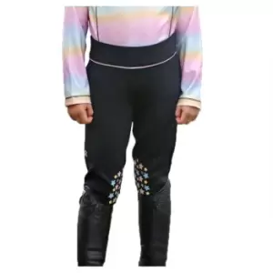 Image of Little Rider Girls Dazzling Dream Horse Riding Tights (5-6 Years) (Navy/Pastel) - Navy/Pastel