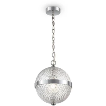 Image of Maytoni Lighting - Maytoni Classic - Yonkers Classic Yonkers Chrome Pendant Ceiling Light Glass Shade