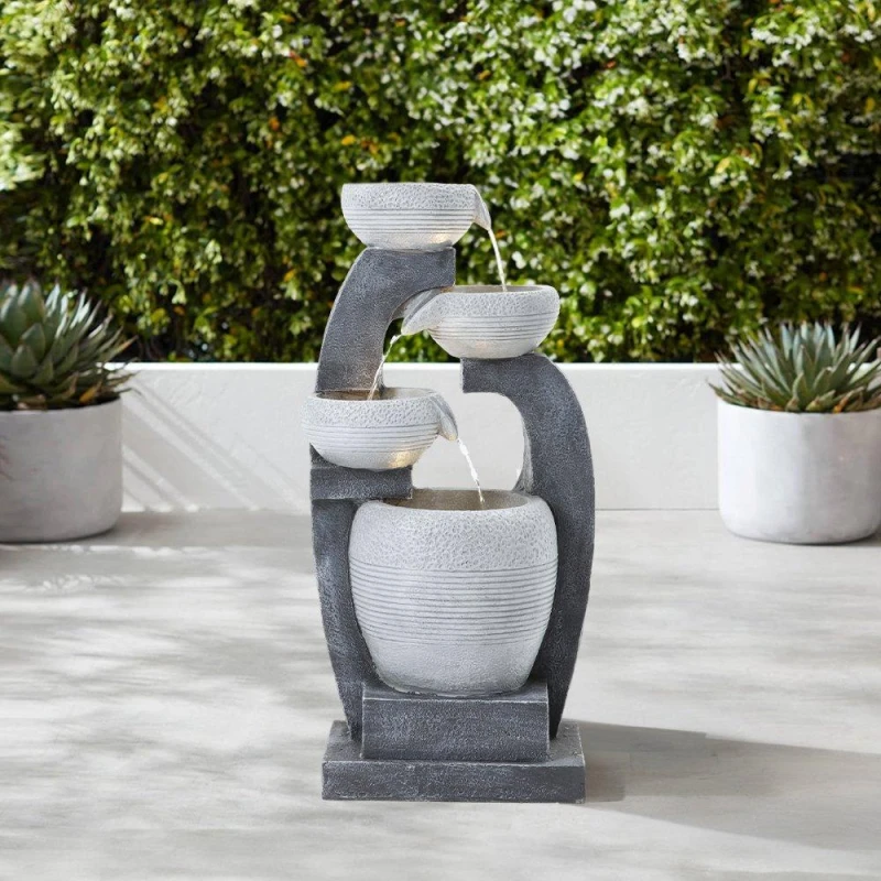 Image of Breeins Outdoor Solar-Powered Water Fountain Rockery Decor Grey unisex One size