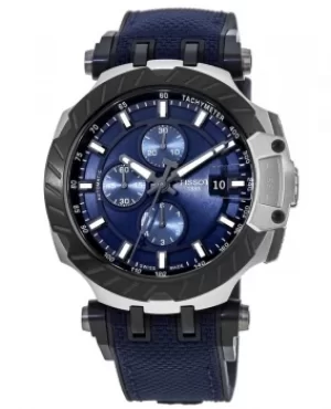 Image of Tissot T-Race Chronograph Blue Dial Blue Rubber Strap Mens Watch T115.427.27.041.00 T115.427.27.041.00