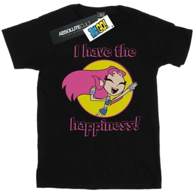 Image of DC Comics Teen Titans Go I Have The Happiness Cotton T-Shirt Black female