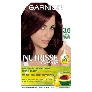 Image of Garnier Nutrisse 3.6 Deep Reddish Brown Permanent Hair Dye Red