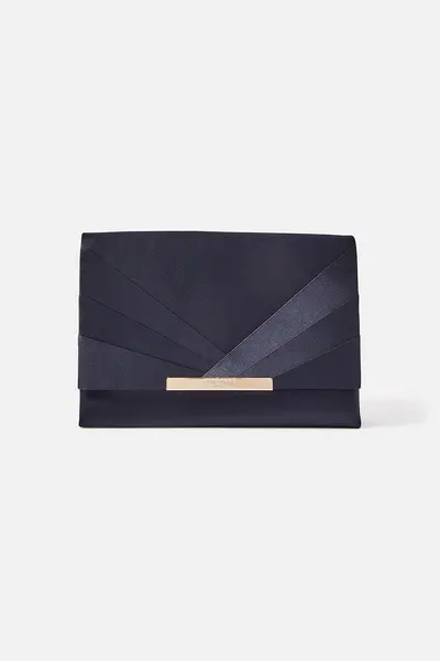 Image of Accessorize Satin Fold Over Clutch Bag Blue