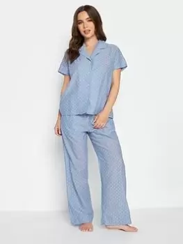 Image of PixieGirl Petite Woven Dobby Spot Pj Set - Blue Size 10-12, Women