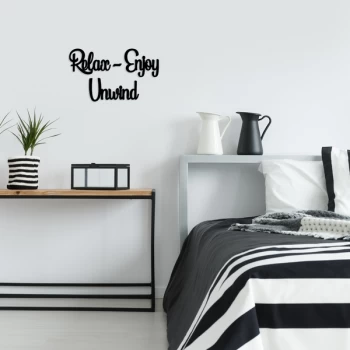 Image of Relax - Enjoy - Unwind Black Decorative Wooden Wall Accessory