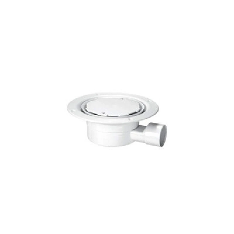 Image of McAlpine VSG1WH-NSC Valve Shower Gully, White Plastic Clamp Ring and Cover Plate, 1.5" Horizontal Outlet White