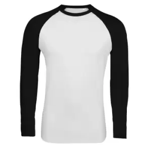 Image of SOLS Mens Funky Contrast Long Sleeve T-Shirt (L) (White/Deep Black)