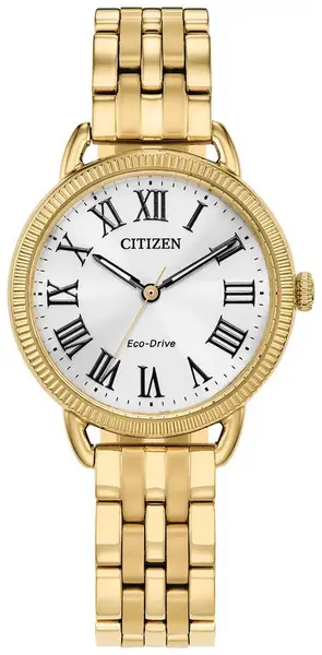 Image of Citizen EM1052-51A Womens Classic Eco-Drive White Dial Gold Watch
