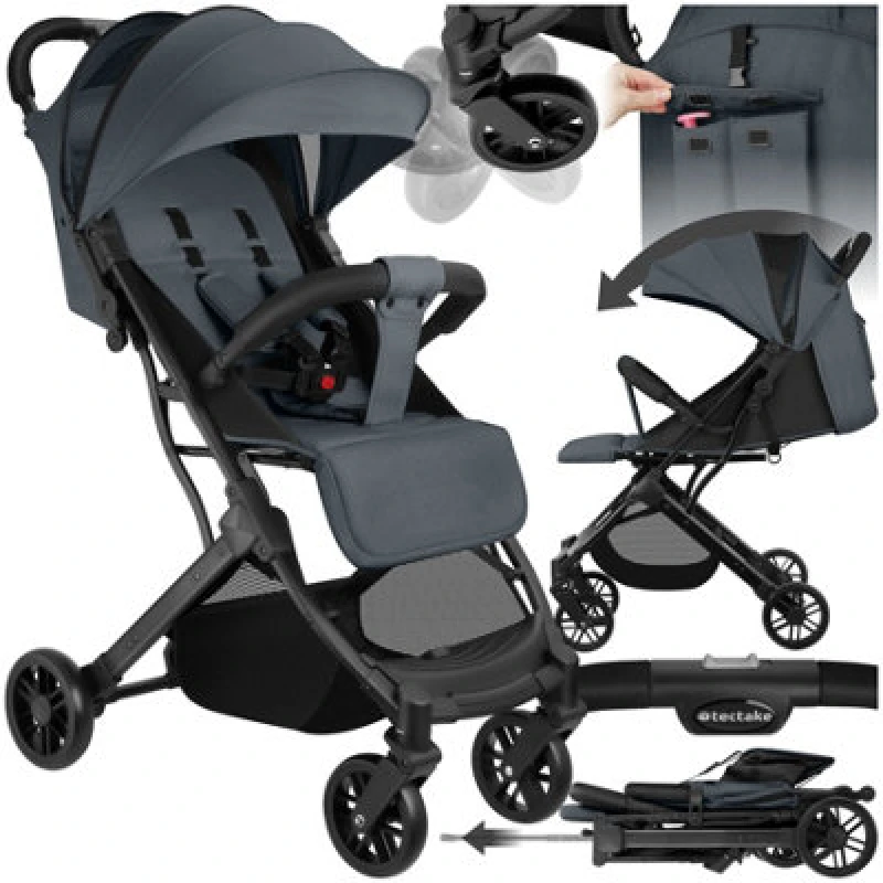 Image of tectake Pushchair Finn in Dark Grey Dark Grey Unisex