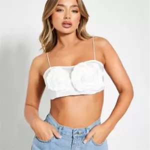 Image of I Saw It First Rose Detail Extreme Crop Top - White