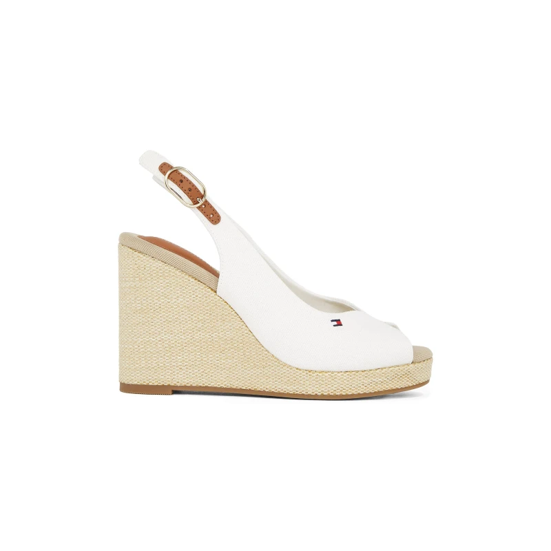 Image of Tommy Hilfiger Iconic Elena Sling Back Wedges Ecru female 7 (41)