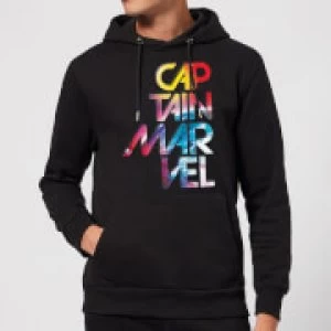 Image of Captain Marvel Galactic Text Hoodie - Black - S