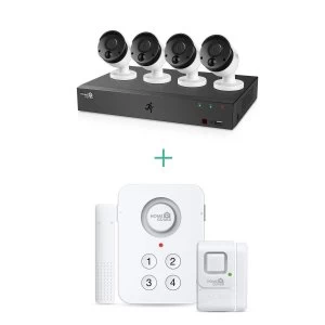 Image of HomeGuard 4 Camera 1080p HD CCTV System with Wireless Home Alarm Kit